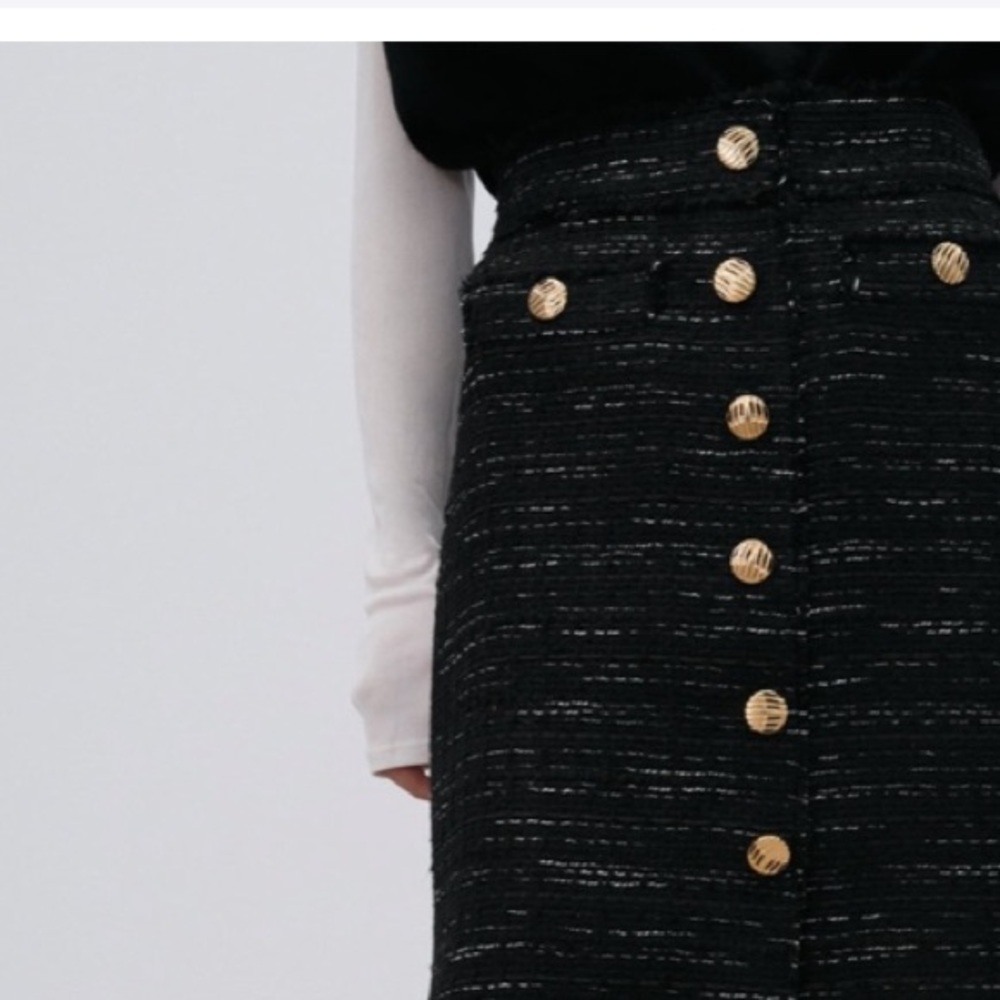 Zara Tweed Textured Midi Skirt small - Picture 8 of 15